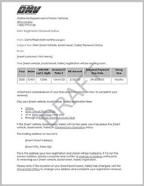 Renewing on sale vehicle registration